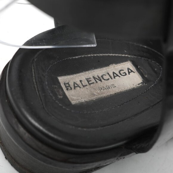 BALENCIAGA Leather Gladiator Sandals Black Gold Italy Designer Strappy Summer - Picture 14 of 16